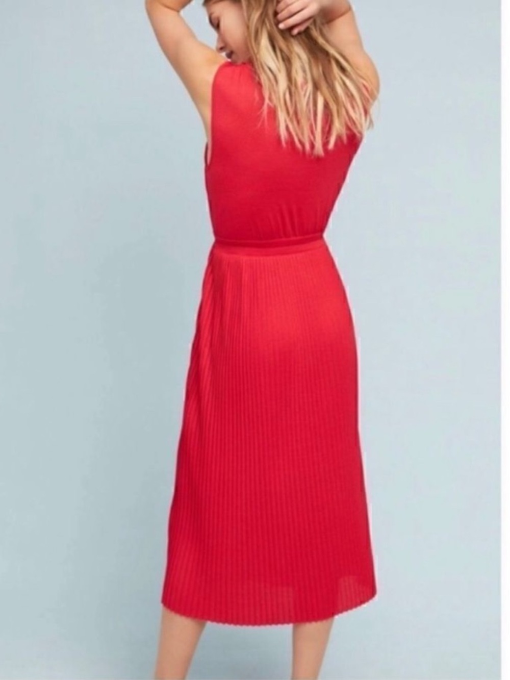 Anthropologie Tracy Reese Red Pleated Maxi Dress - Picture 3 of 8